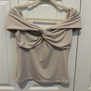 Abercrombie & Fitch Off-Shoulder Twist Front Camisole — Beige